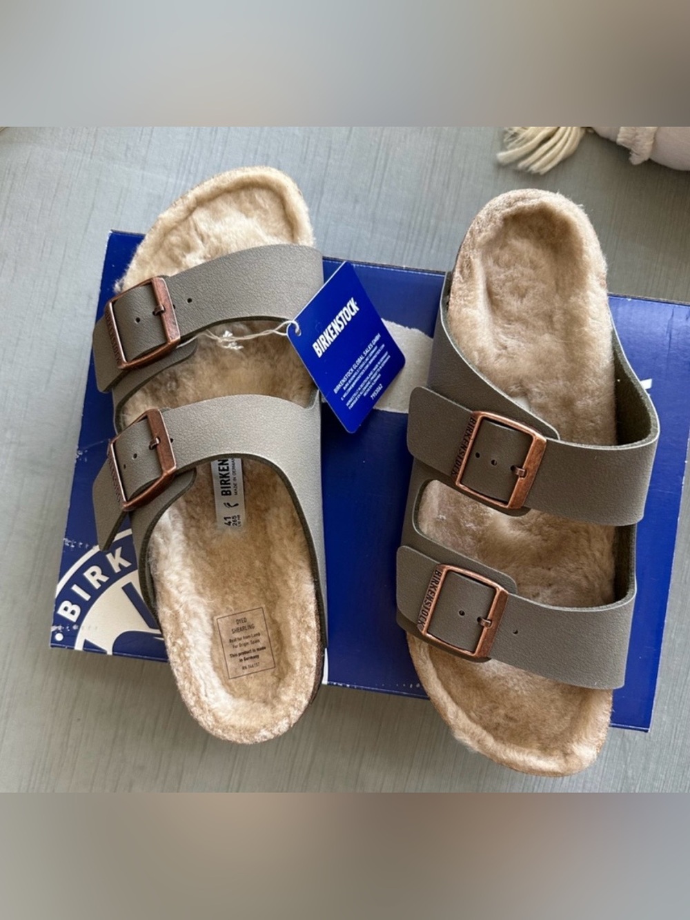 Birkenstock Arizona Shearling Lined Soft Footbed Leather Sandals Slides 37 41